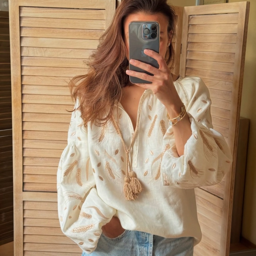 Embroidered Cream Blouse